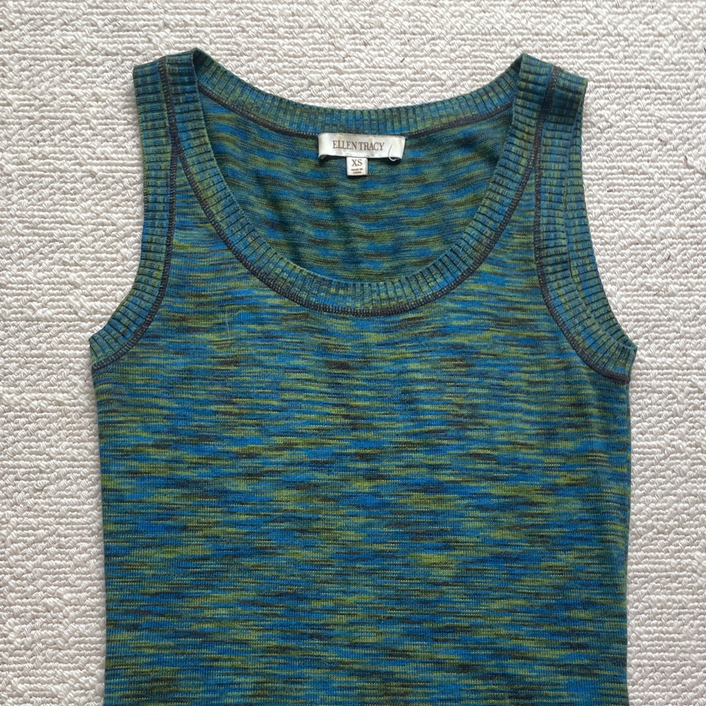 Ellen Tracy Blue and Green Knit Tank Top - Picture 4 of 4